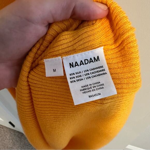 NWT Naadam Orange Mango Silk Cashmere Ribbed Mini Dress Medium - Picture 7 of 13